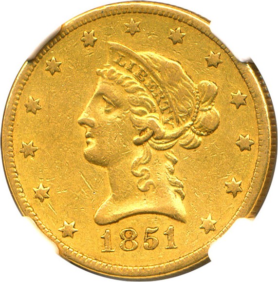 image for: 1851-O $10 NGC XF45