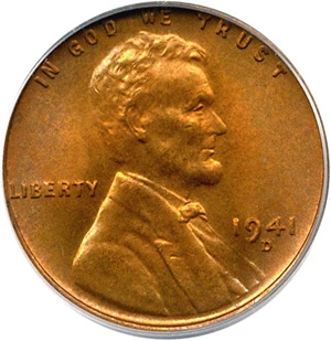 image for: 1941-D 1c PCGS MS67 RD OGH