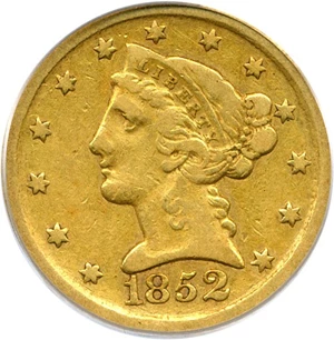 image for: 1852-D $5 PCGS VF30