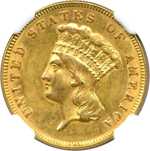 image for: 1888 $3 NGC AU55