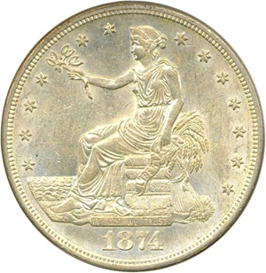 image for: 1874-S Trade$ PCGS AU58 OGH