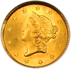 image for: 1852 G$1 NGC MS66