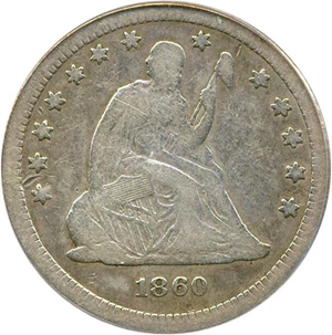 image for: 1860-S 25c PCGS F12
