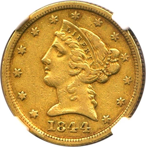 image for: 1844-D $5 NGC XF40