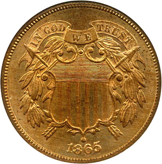 image for: 1865 2c NGC MS65 RD