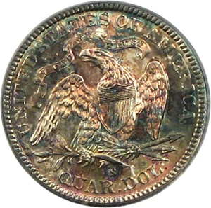 image for: 1877-S/S 25c PCGS MS64 * Color *