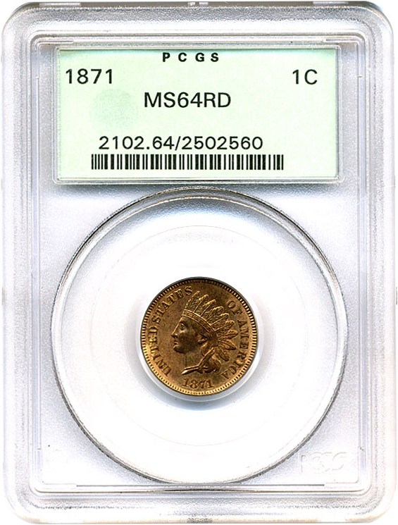 image for: 1871 1c PCGS MS64 RD OGH