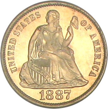 image for: 1887 10c PCGS Proof 65 Cameo