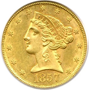 image for: 1857 $5 PCGS MS61