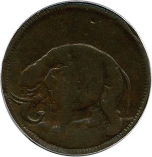 image for: Elephant 1/2 P PCGS VF25 (LONDON, Thick Planchet)