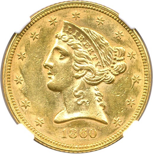 image for: 1860 $5 NGC AU58