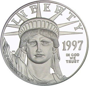 image for: 1997-W $100 PCGS Proof 70 DCameo (Platinum Eagle)