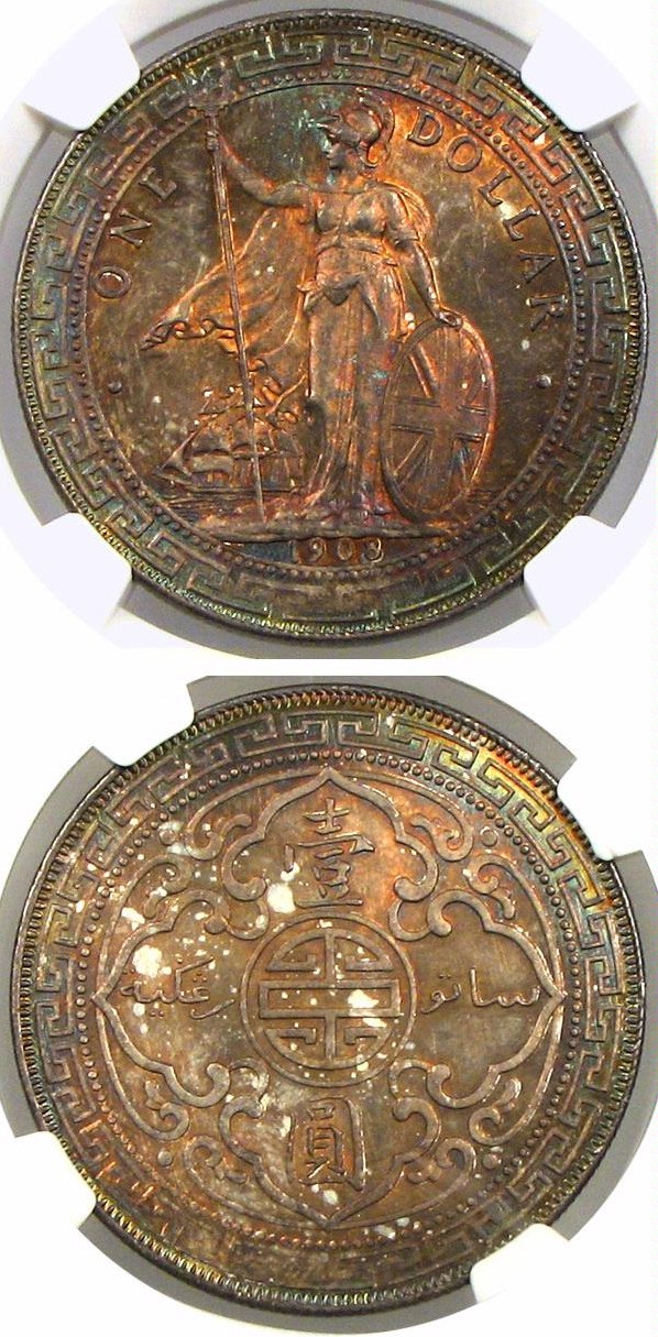 image for: Great Britain: 1908-B Trade$ NGC MS63 * Color *