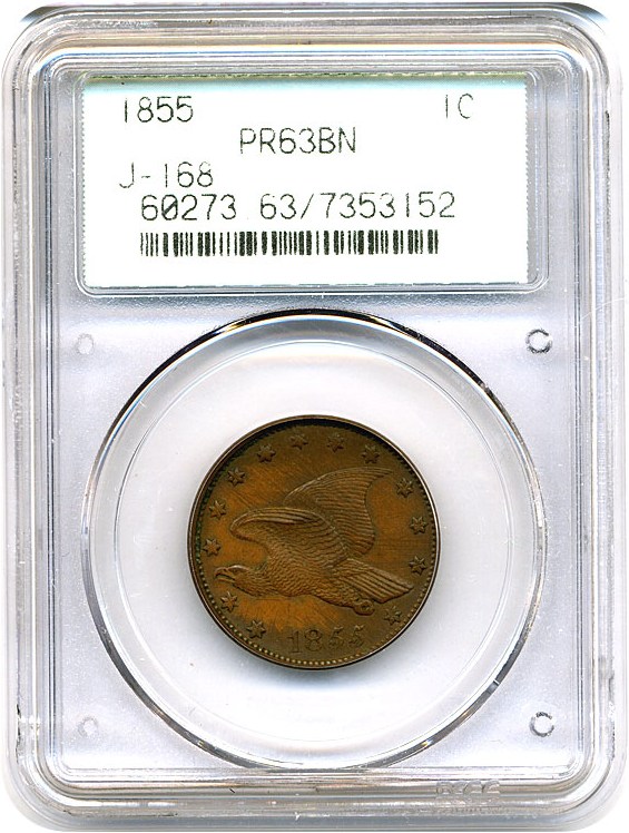 image for: Pattern: 1855 1c PCGS Proof 63 BN (Judd-168) OGH