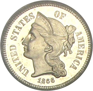 image for: 1866 3cN PCGS Proof 65 Cameo