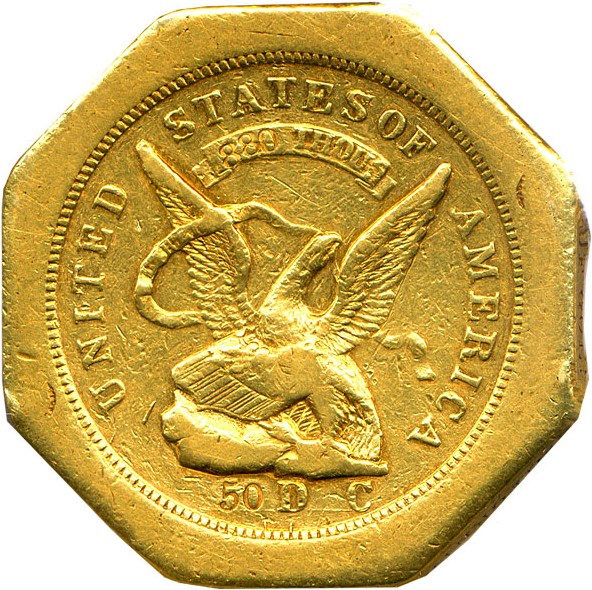 image for: 1851 $50 Humbert PCGS XF40 (Lettered Edge, 880 THOUS.)