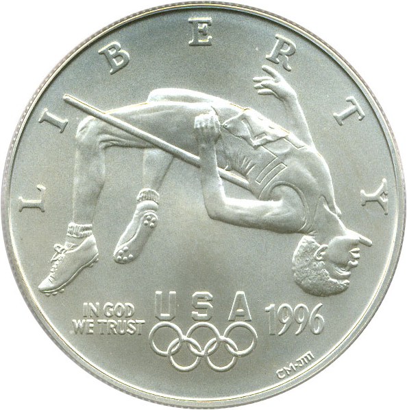image for: 1996-D $1 PCGS MS70 (Olympic High Jump)