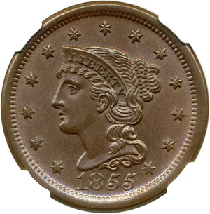 image for: 1855 1c NGC/CAC MS65 BN