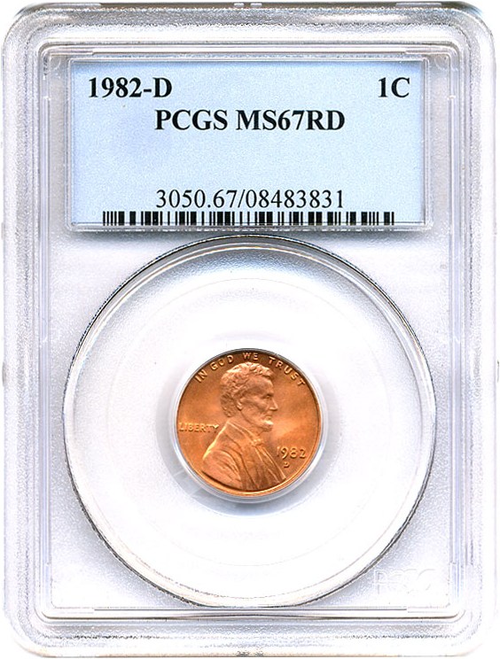 image for: 1982-D 1c PCGS MS67 RD
