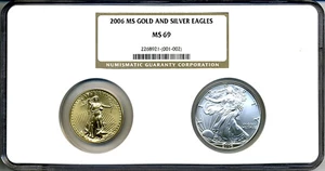 image for: 2006 MS Gold and 2006-W Burnished Uncirculated Silver Eagle (2-Coin) Set Multi-Coin Holder NGC MS69