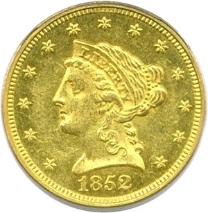 image for: 1852-C $2 1/2 PCGS MS61