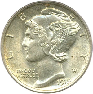 image for: 1919-D 10c PCGS MS63 FB