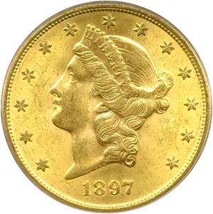 image for: 1897-S $20 PCGS MS63