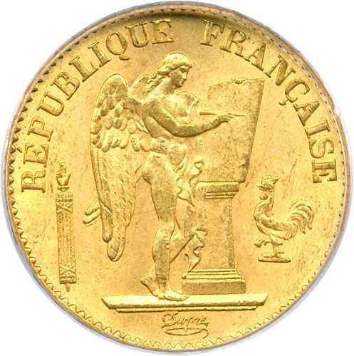 image for: France: 1877-A 20 Fr PCGS MS65 (KM-825)