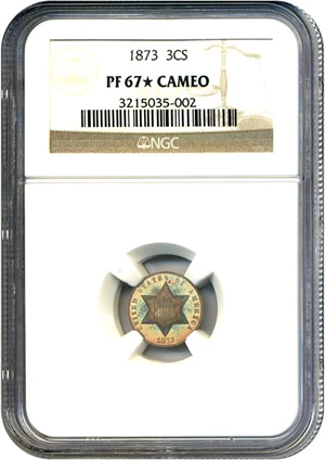 image for: 1873 3cS NGC Proof 67 Cameo * Star/Color *