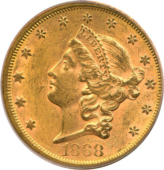 image for: 1868-S $20 PCGS MS60