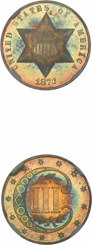 image for: 1873 3cS NGC Proof 67 Cameo * Star/Color *