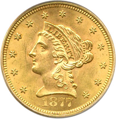 image for: 1877-S $2 1/2 PCGS MS63