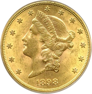 image for: 1898-S $20 PCGS MS63