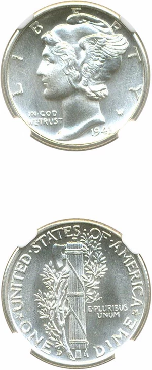 image for: 1943-D 10c NGC MS68 FB