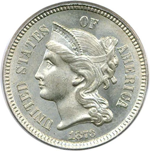 image for: 1873 3cN PCGS/CAC MS64 (Closed 3)