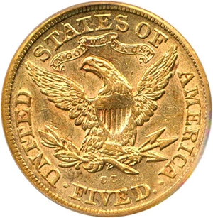 image for: 1872-CC $5 PCGS AU50
