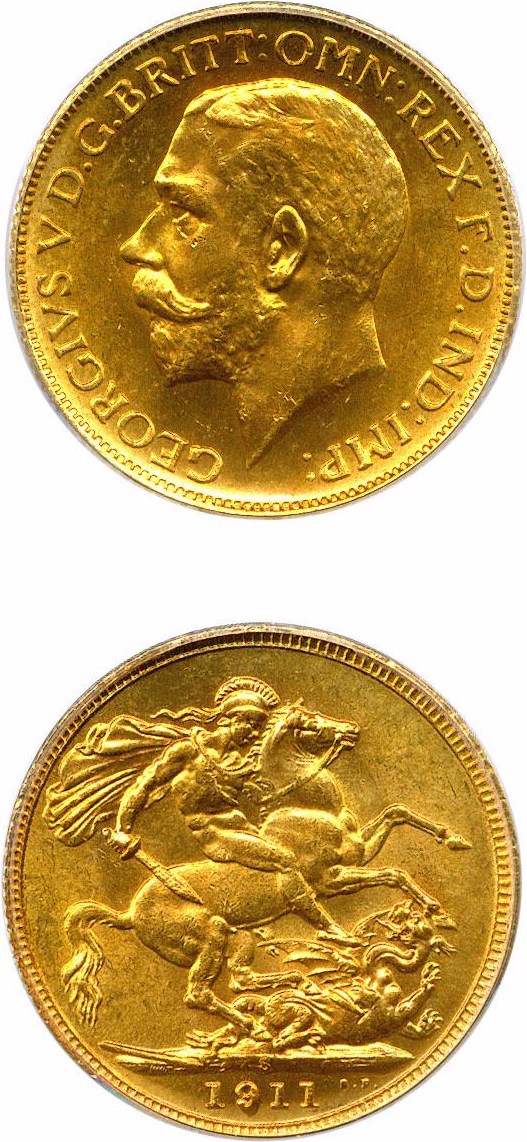 image for: Australia: 1911-S Sov PCGS MS64 (KM-29)