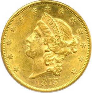 image for: 1875-CC $20 PCGS MS62