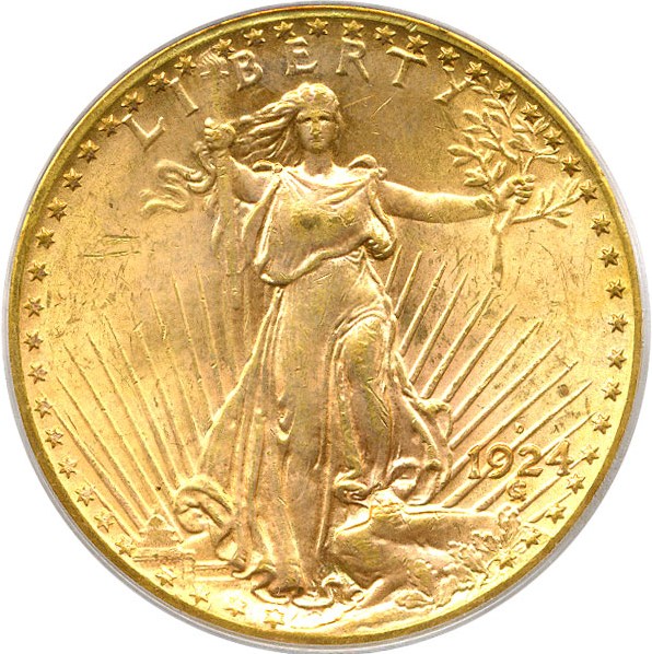image for: 1924-D $20 PCGS MS64