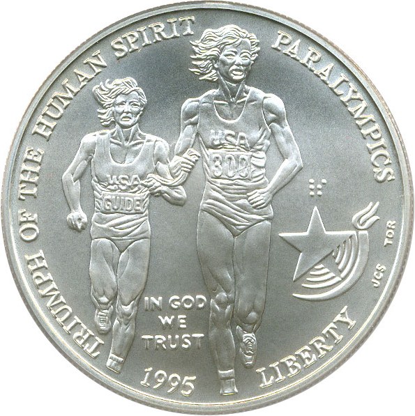 image for: 1995-D $1 PCGS MS69 (Paralympics Blind Runner)