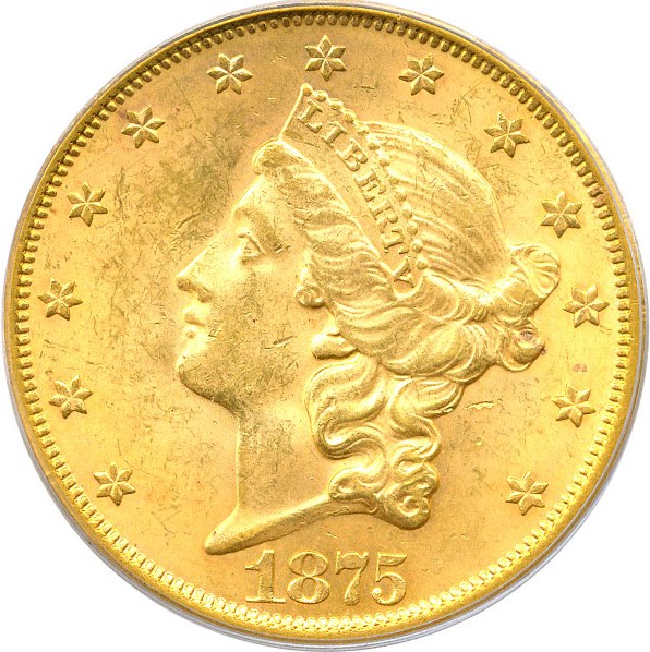 image for: 1875 $20 PCGS MS63