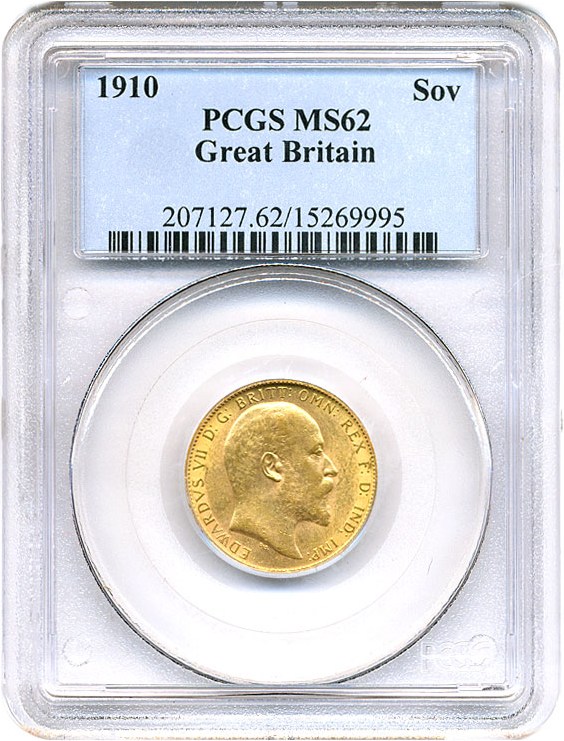 image for: Great Britain: 1910 Sov PCGS MS62