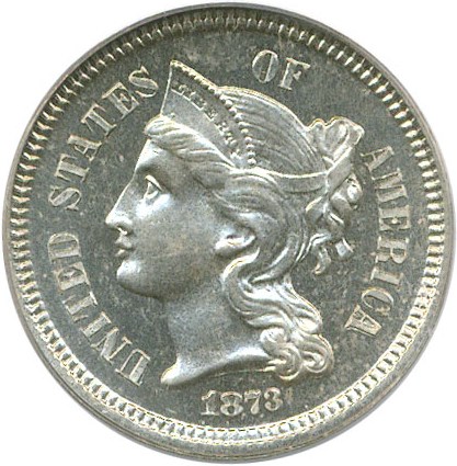 image for: 1873 3cN PCGS/CAC Proof 65 Cameo (Closed 3)
