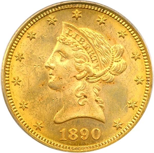 image for: 1890-CC $10 PCGS MS62