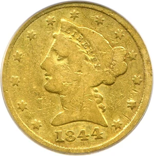 image for: 1844-D $5 PCGS VG-8