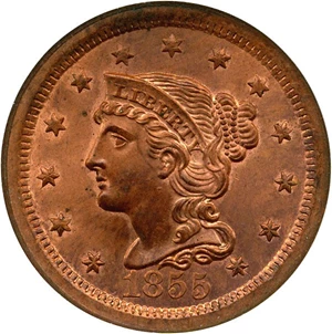 image for: 1855 1c NGC MS65 RD