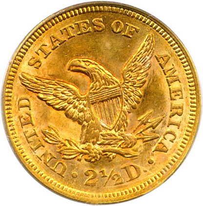 image for: 1859 $2 1/2 PCGS MS62 (Old Reverse)