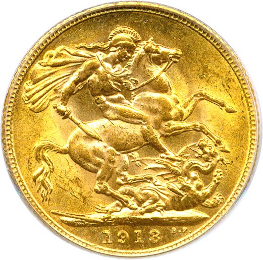 image for: Great Britain: 1913 Sov PCGS MS63