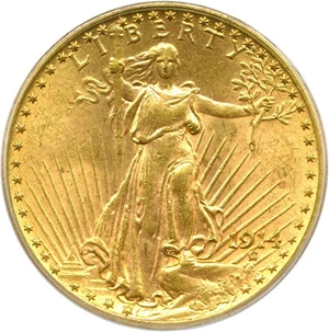 image for: 1914 $20 PCGS MS63