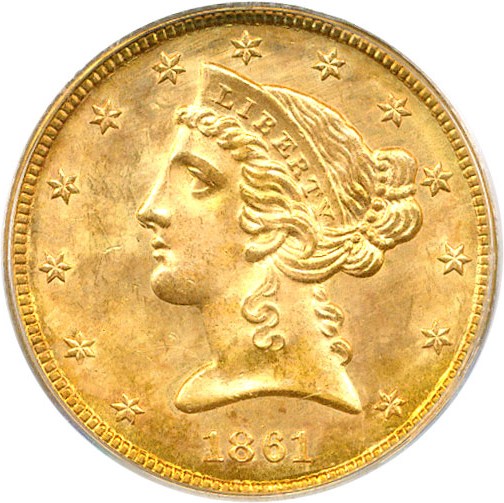 image for: 1861 $5 PCGS MS64